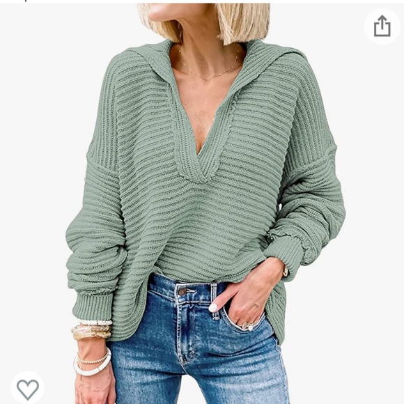 Ribbed Collared Green Sweater NWT - Picture 2 of 11